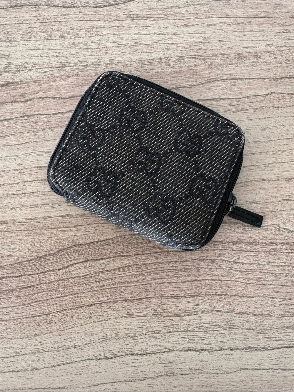 Gucci vintage denim Monogram Zip coin purse